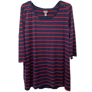 Oh Baby by Motherhood Womens 2X Maternity Top Striped Pull Over 3/4 Sleeve New